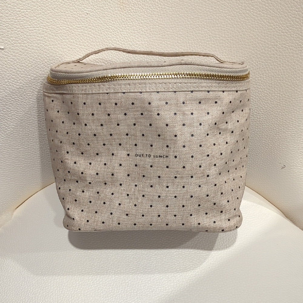 kate spade Beige Polka Dot Cosmetic Case with Gold Zipper